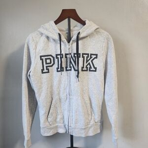 PINK Victoria's Secret Gray‎ Zip-Up Hoodie With Logo SZ S